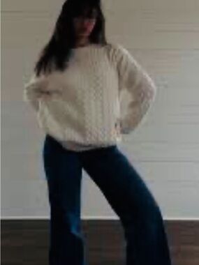 Brandy Melville Oversized Cream Cable Sweater One size